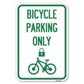 Signmission Bicycle Parking Only With Cycle and Loc Heavy-Gauge Aluminum Sign, 12" x 18", A-1218-24321 A-1218-24321